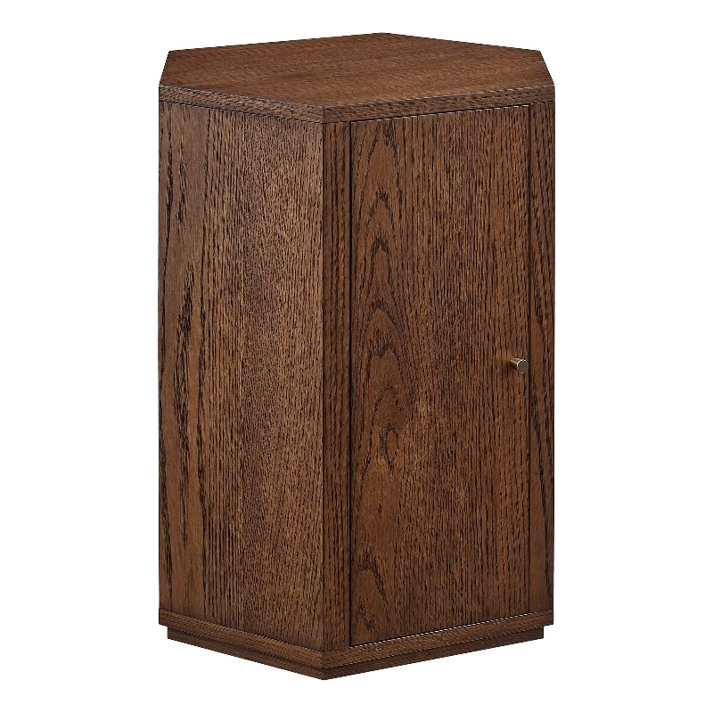 Kade Faceted Wood Side Table in Walnut