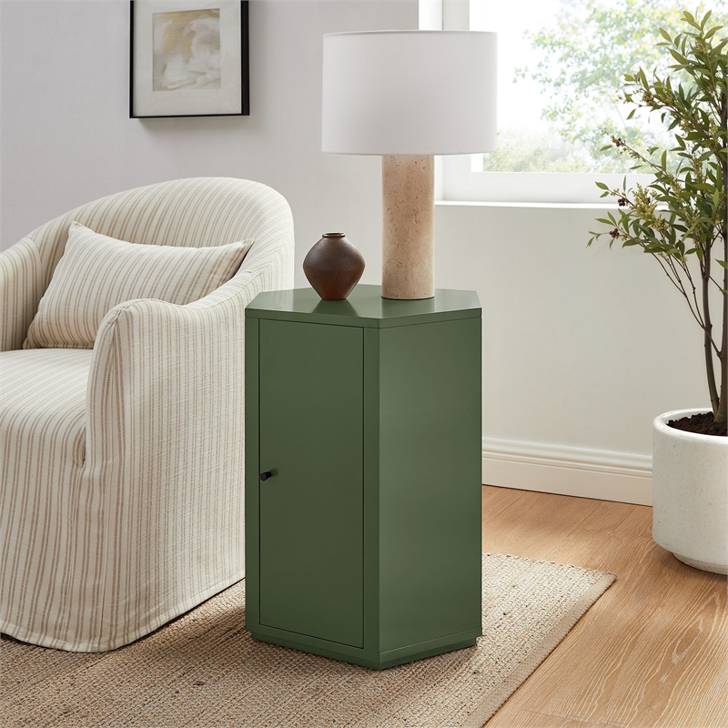 Kade Faceted Semi-Gloss Side Table in Cypress
