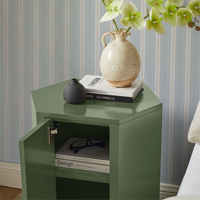 Kade Faceted Semi-Gloss Side Table in Cypress