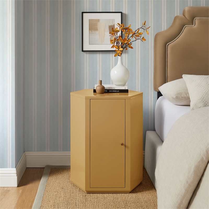 Kade Faceted Semi-Gloss Side Table in Mustard