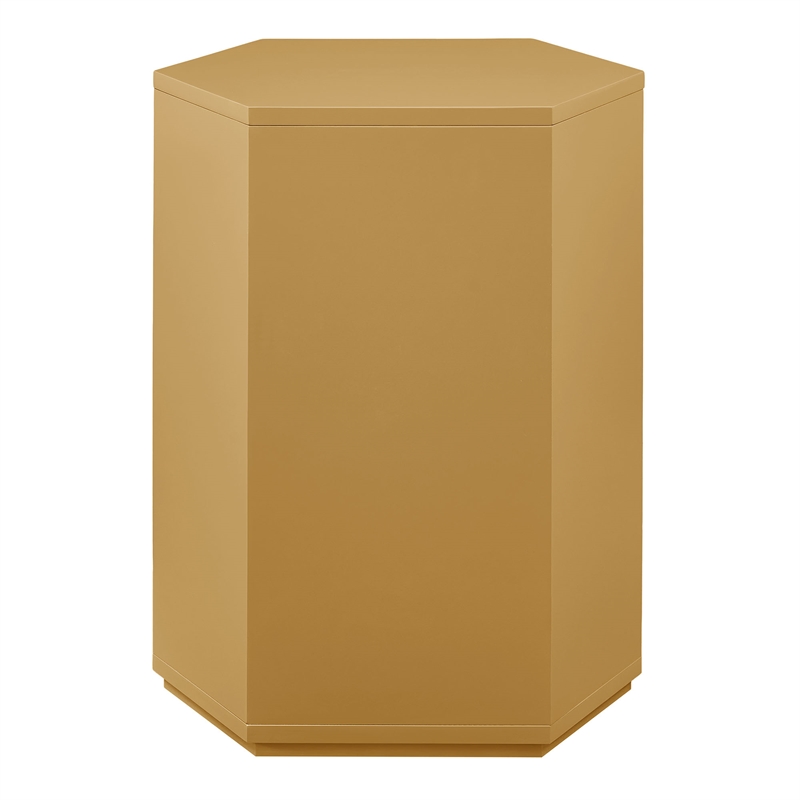 Kade Faceted Semi-Gloss Side Table in Mustard