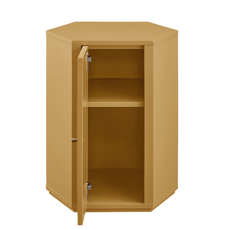 Kade Faceted Semi-Gloss Side Table in Mustard
