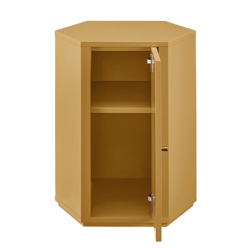 Kade Faceted Semi-Gloss Side Table in Mustard