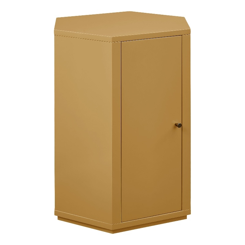 Kade Faceted Semi-Gloss Side Table in Mustard