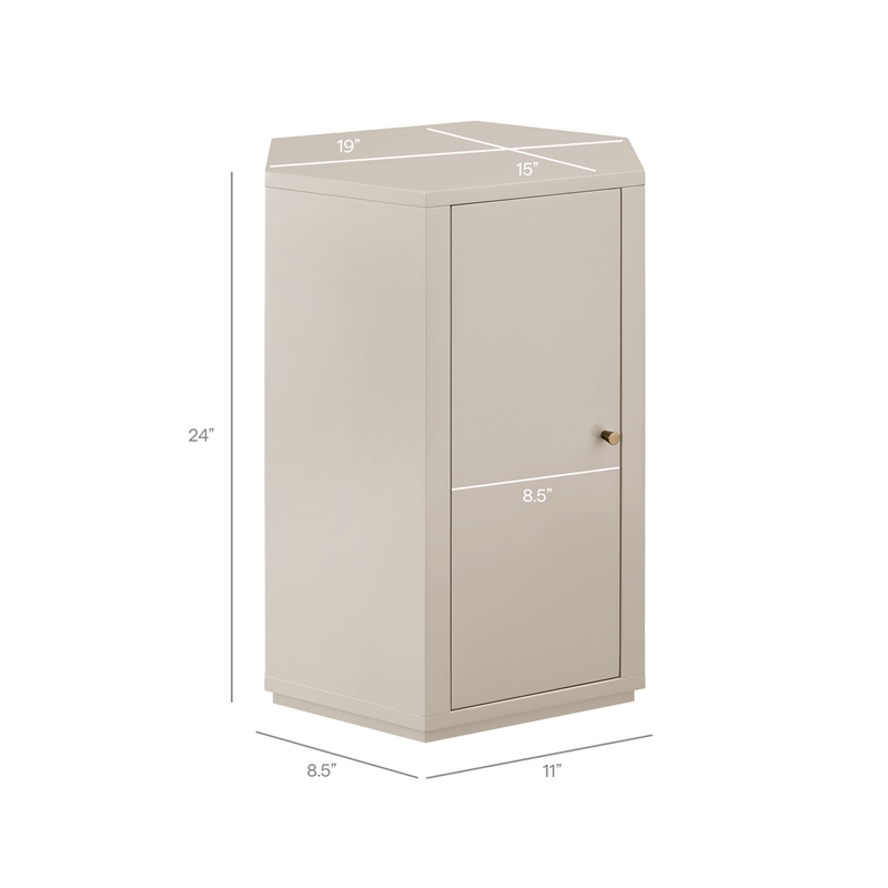 Kade Faceted Semi-Gloss Side Table in Putty