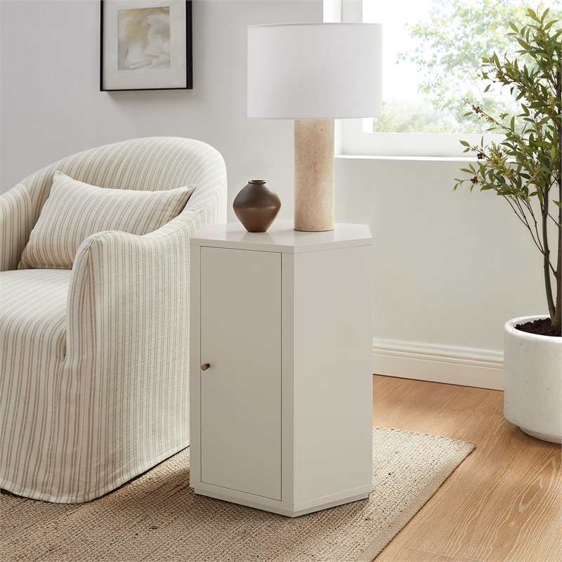 Kade Faceted Semi-Gloss Side Table in Putty
