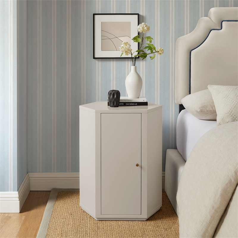 Kade Faceted Semi-Gloss Side Table in Putty