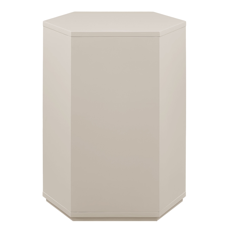 Kade Faceted Semi-Gloss Side Table in Putty