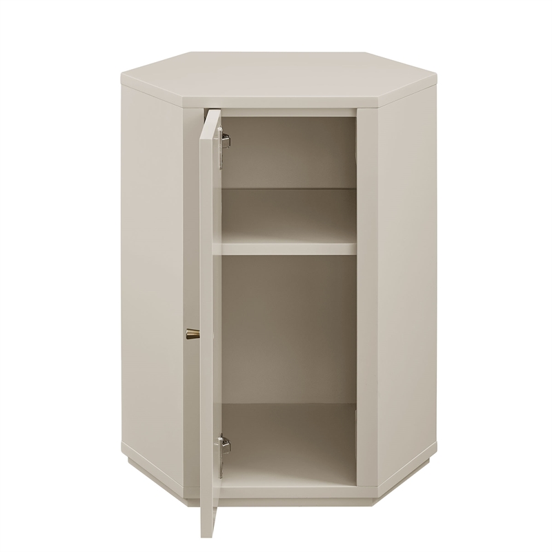 Kade Faceted Semi-Gloss Side Table in Putty