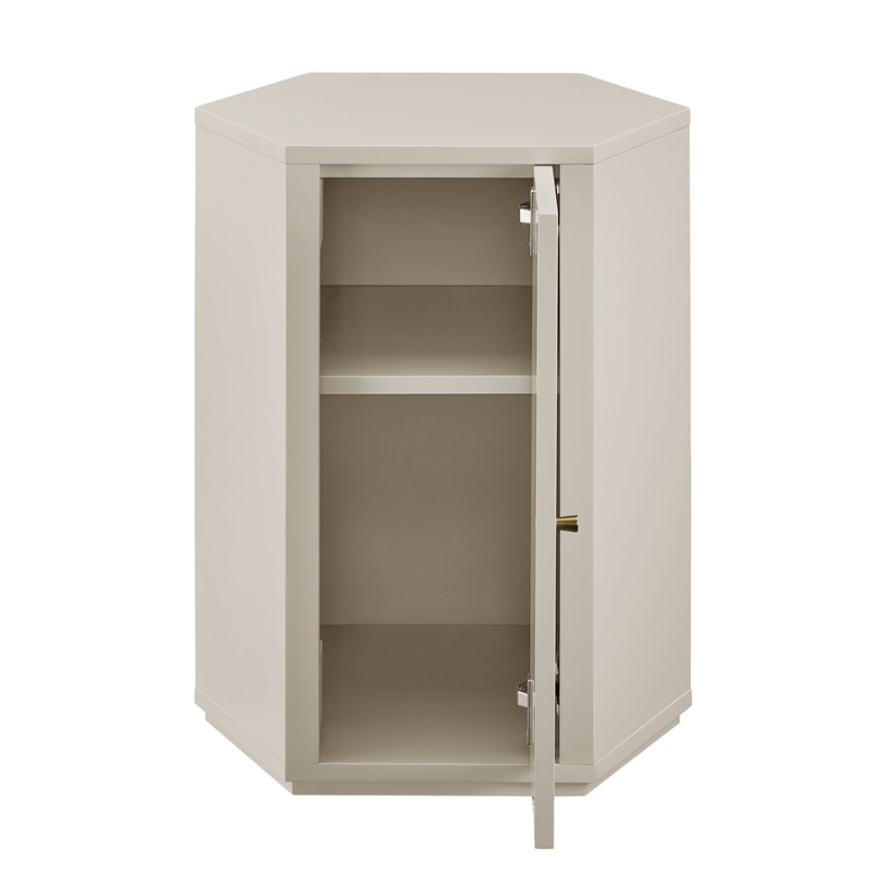 Kade Faceted Semi-Gloss Side Table in Putty