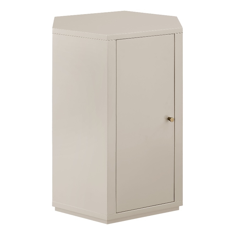 Kade Faceted Semi-Gloss Side Table in Putty