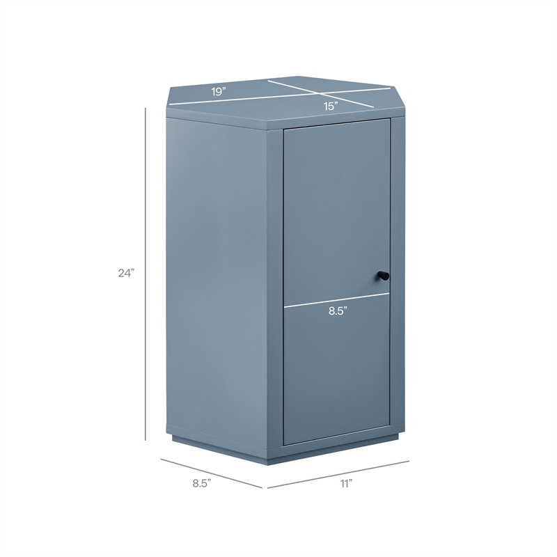 Kade Faceted Semi-Gloss Side Table in Stillwater Blue