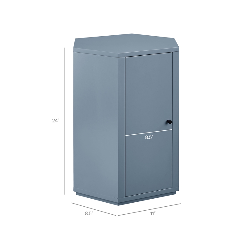 Kade Faceted Semi-Gloss Side Table in Stillwater Blue