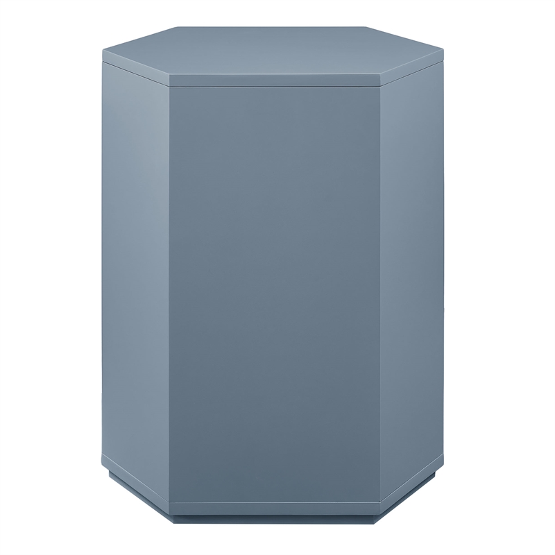 Kade Faceted Semi-Gloss Side Table in Stillwater Blue
