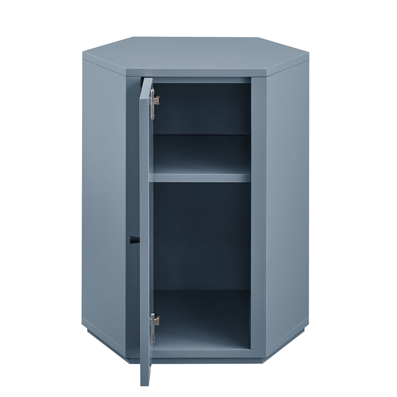 Kade Faceted Semi-Gloss Side Table in Stillwater Blue