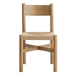 Alvia Oak Wood Dining Side Chair With Woven Seat in Weathered Oak