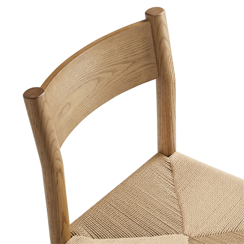 Alvia Oak Wood Dining Side Chair With Woven Seat in Weathered Oak