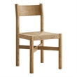 Alvia Oak Wood Dining Side Chair With Woven Seat in Weathered Oak