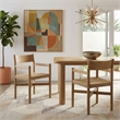 Alvia Oak Wood Dining Armchairs With Woven Seats Set of 2 in Weathered Oak