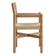 Alvia Oak Wood Dining Armchairs With Woven Seats Set of 2 in Weathered Oak
