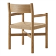 Alvia Oak Wood Dining Armchairs With Woven Seats Set of 2 in Weathered Oak
