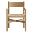Alvia Oak Wood Dining Armchairs With Woven Seats Set of 2 in Weathered Oak