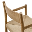 Alvia Oak Wood Dining Armchairs With Woven Seats Set of 2 in Weathered Oak