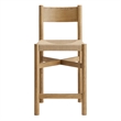 Alvia Oak Wood Counter Stools With Woven Seats Set of 2 in Weathered Oak