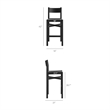 Alvia Oak Wood Bar Stools With Woven Seats Set of 2 in Black