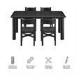 Alvia 5-Piece Oak Wood Dining Table and Chairs Set in Black