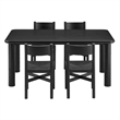 Alvia 5-Piece Oak Wood Dining Table and Chairs Set in Black