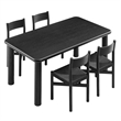 Alvia 5-Piece Oak Wood Dining Table and Chairs Set in Black