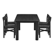 Alvia 5-Piece Oak Wood Dining Table and Chairs Set in Black