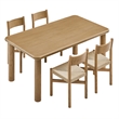 Alvia 5-Piece Oak Wood Dining Table and Chairs Set in Weathered Oak