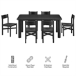 Alvia 7-Piece Oak Wood Dining Table and Chairs Set in Black