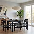 Alvia 7-Piece Oak Wood Dining Table and Chairs Set in Black