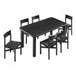 Alvia 7-Piece Oak Wood Dining Table and Chairs Set in Black