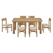 Alvia 7-Piece Oak Wood Dining Table and Chairs Set in Weathered Oak