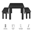 Alvia 3-Piece Oak Wood Dining Table and Benches Set in Black