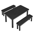 Alvia 3-Piece Oak Wood Dining Table and Benches Set in Black