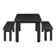 Alvia 3-Piece Oak Wood Dining Table and Benches Set in Black