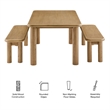 Alvia 3-Piece Oak Wood Dining Table and Benches Set in Weathered Oak