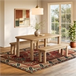 Alvia 3-Piece Oak Wood Dining Table and Benches Set in Weathered Oak