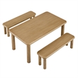 Alvia 3-Piece Oak Wood Dining Table and Benches Set in Weathered Oak