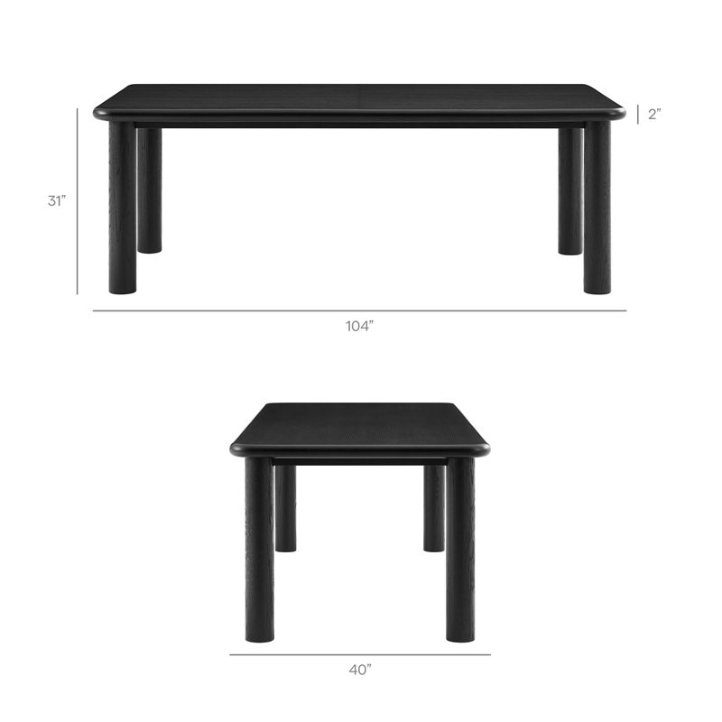 Alvia 7-Piece Oak Wood Extendable Dining Table and Chairs Set in Black