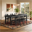 Alvia 7-Piece Oak Wood Extendable Dining Table and Chairs Set in Black