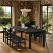 Alvia 7-Piece Oak Wood Extendable Dining Table and Chairs Set in Black