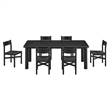 Alvia 7-Piece Oak Wood Extendable Dining Table and Chairs Set in Black
