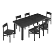 Alvia 7-Piece Oak Wood Extendable Dining Table and Chairs Set in Black