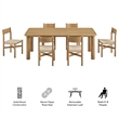 Alvia 7-Piece Oak Wood Extendable Dining Table and Chairs Set in Weathered Oak